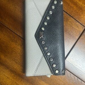 Michael Kors Black and Cream Studded Clutch